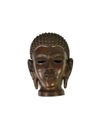 Dřevěnná maska Buddha hlava, 24x34cm