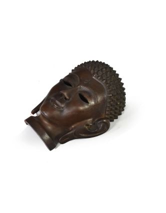 Dřevěnná maska Buddha hlava, 24x34cm