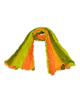 Šátek, khaki-žluto-oranžová batika, mačkaná úprava, 110x170cm
