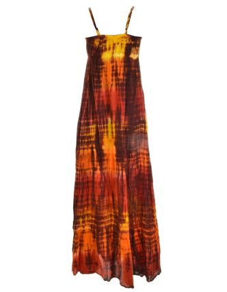 Šaty, dlouhé, batika oranžová, na ramínka, kanýry