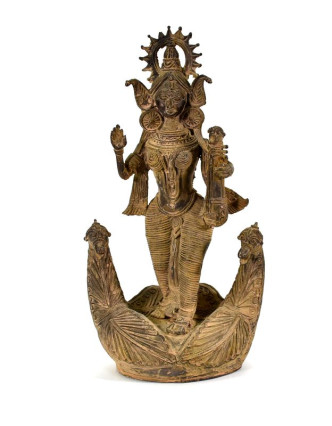 Kovová soška Saraswati s labutěmi, Tribal art, 18x36cm