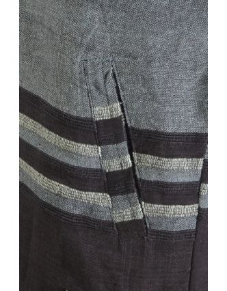 Pánská šedo-černá pruhovaná bunda s kapucí, zapínání na zip a kapsy
