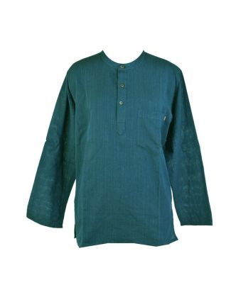 Petrolejová pánská košile-kurta s dlouhým rukávem a kapsičkou