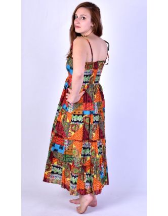 Dlouhé multibarevné šaty naramínka "Summer" žabičkování