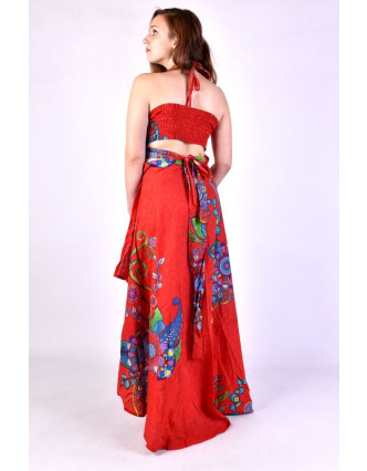 Atypické zavinovací šaty "Flower design" na ramínka, červené