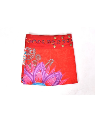 Dívčí sukně zapínaná na patentky, Mandala design, červená