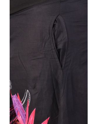 Černé zvonové kalhoty s vysokým pasem, "Mandala design"