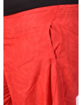 Červené zvonové kalhoty s vysokým pasem, "Mandala design"