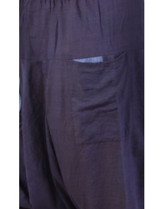 Tmavě modré turecké kalhoty s kapsami, elastický pas