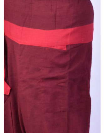 Vínovo-červené turecké kalhoty s kapsami, elastický pas