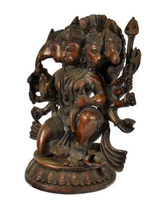 Mosazná soška Hanuman, 5 hlav,  20x28cm
