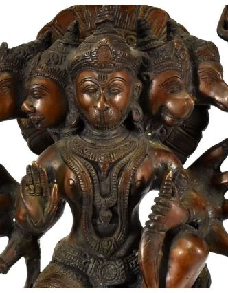 Mosazná soška Hanuman, 5 hlav,  20x28cm