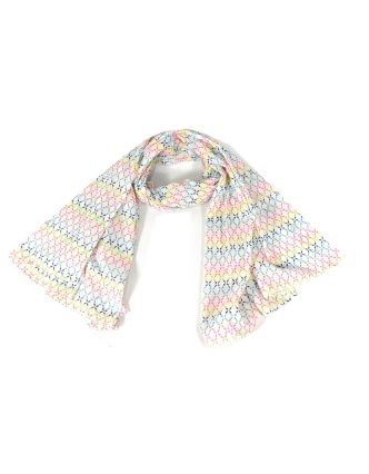 Sárong s barevnými křížky, bílý, 180x105cm