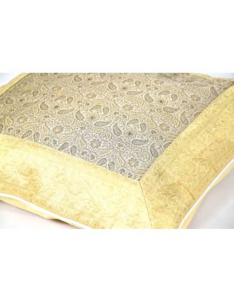 Povlak na polštář, krémový, paisley vzor, zlatá výšivka, 50x50cm