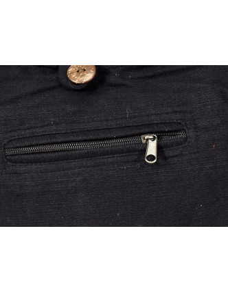 Černá taška přes rameno, bavlna, popruh, kapsa, 40x35cm