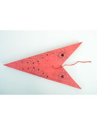 Stínidlo hvězda, "Chicken"" 9 cípů, červená batika a výšivka, 60cm