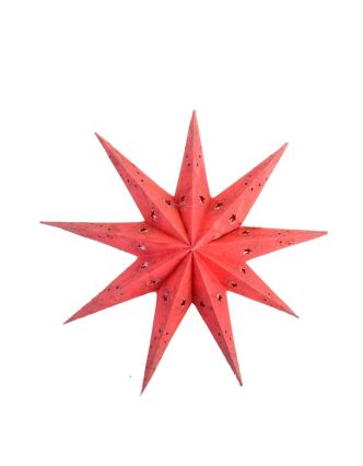 Stínidlo hvězda, "Chicken"" 9 cípů, červená batika a výšivka, 60cm