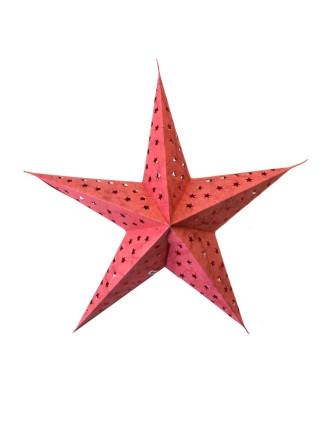 Stínidlo hvězda, "Star Star", 5 cípů, vínová batika, děrovaná, 60cm