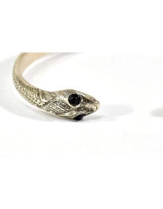Stříbrný náramek s motivem hada vykládaný rubínem, AG 925, Nepál