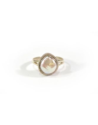 Stříbrný prsten vykládaný perlou, mix velikostí - ne na eshop AG925, Nepál