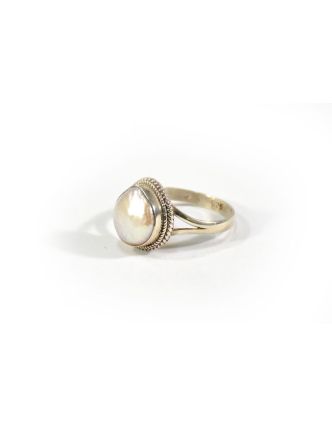 Stříbrný prsten vykládaný perlou, mix velikostí - ne na eshop AG925, Nepál