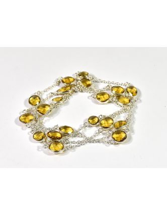 Dlouhý náhrdelník vykládaný barveným křišťálem, žlutý, postříbřené (10µm)