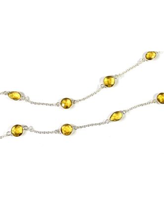 Dlouhý náhrdelník vykládaný barveným křišťálem, žlutý, postříbřené (10µm)