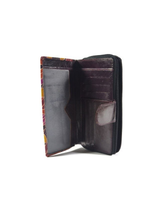 Peněženka design "Dots", ručně malovaná kůže, fialová, 18x10cm
