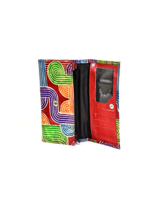 Peněženka design "Tube 2", ručně malovaná kůže, červená, 18x10,5cm