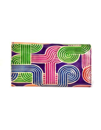 Peněženka design "Tube 2", ručně malovaná kůže, fialová, 18x10,5cm