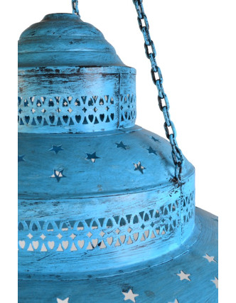 Kovová lampa v orientálním stylu, modrá patina, průměr 60cm