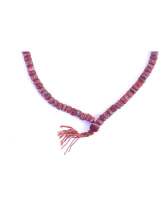 Modlitební korálky - mala, červená, kostěná, 108 korálků, 34cm