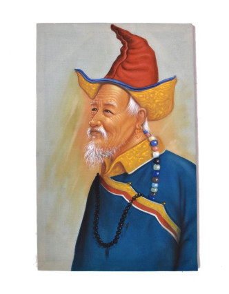 Ručně malovaný obraz na plátně, Nepál, cca 48*72cm