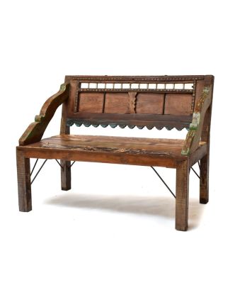 Masivní lavice z antik teakového dřeva "Goa", 124x59x93cm