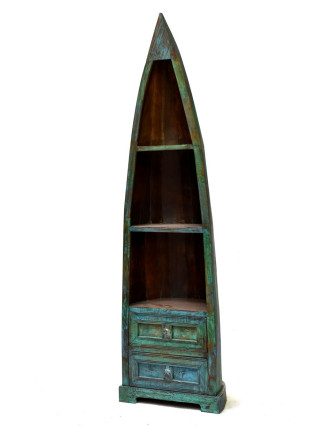 Knihovna z mangového dřeva, ve tvaru lodi, 56x40x180cm