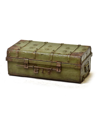 Plechový kufr, antik, zelený, 69x38x76cm