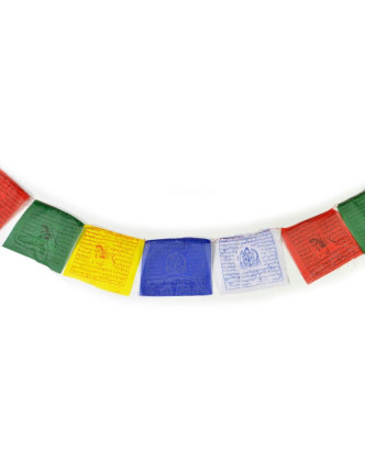 Tibetské modlitební praporky na šňůře 1,7m, 10 praporků (17x15cm)