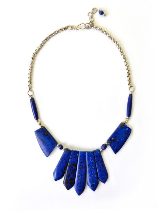 Tmavě modrý kostěný náhrdelník s pěti paprsky, 48cm