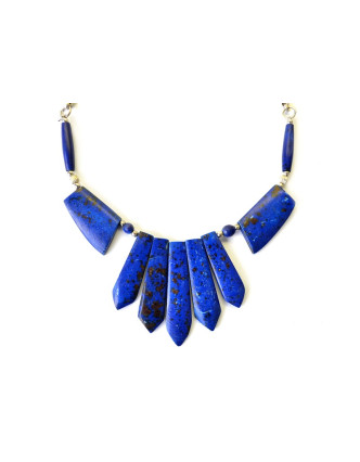 Tmavě modrý kostěný náhrdelník s pěti paprsky, 48cm