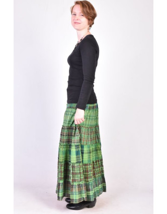 Dlouhá sukně, "Patchwork design", zelená, stonewash, pružný pas
