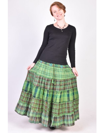 Dlouhá sukně, "Patchwork design", zelená, stonewash, pružný pas
