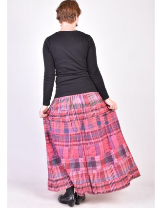 Dlouhá sukně, "Patchwork design", růžová, stonewash, pružný pas