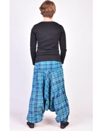 Turecké kalhoty, "Patchwork design", fialová, stonewash, žabičkování