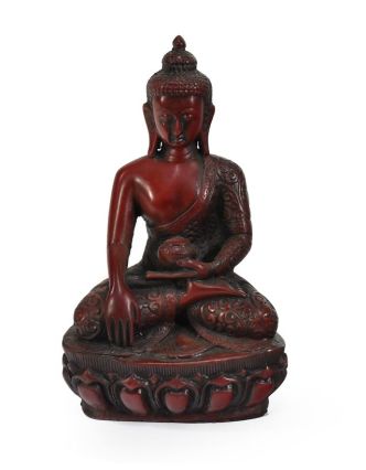 Soška Šákjamuni Buddha, červený, 17cm