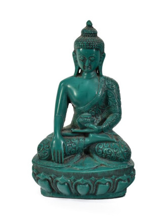 Soška Šákjamuni Buddha, tyrkysový, 17cm