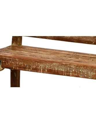 Antik lavička, bílá patina, teakové dřevo, 190x68x93cm