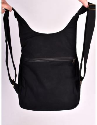 Originální batoh s pěti kapsami, černý s potiskem , ruční práce