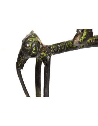 Dva jezdci na slonu, zelená patina, tribal art, 20x5x16,5cm