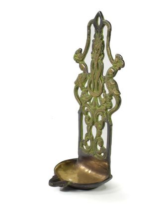Olejová lampa, 2 pávi, zelená patina, 10x9x25cm
