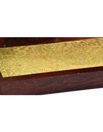 Dřevěný tác - podnos zdobený ručně tepanou mosazí, palisandr